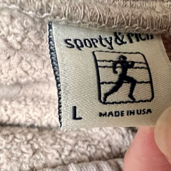 Sporty & Rich Wellness Club Flocked Sweatpant Light Tan Large NEW MSRP $180 - Picture 8 of 8